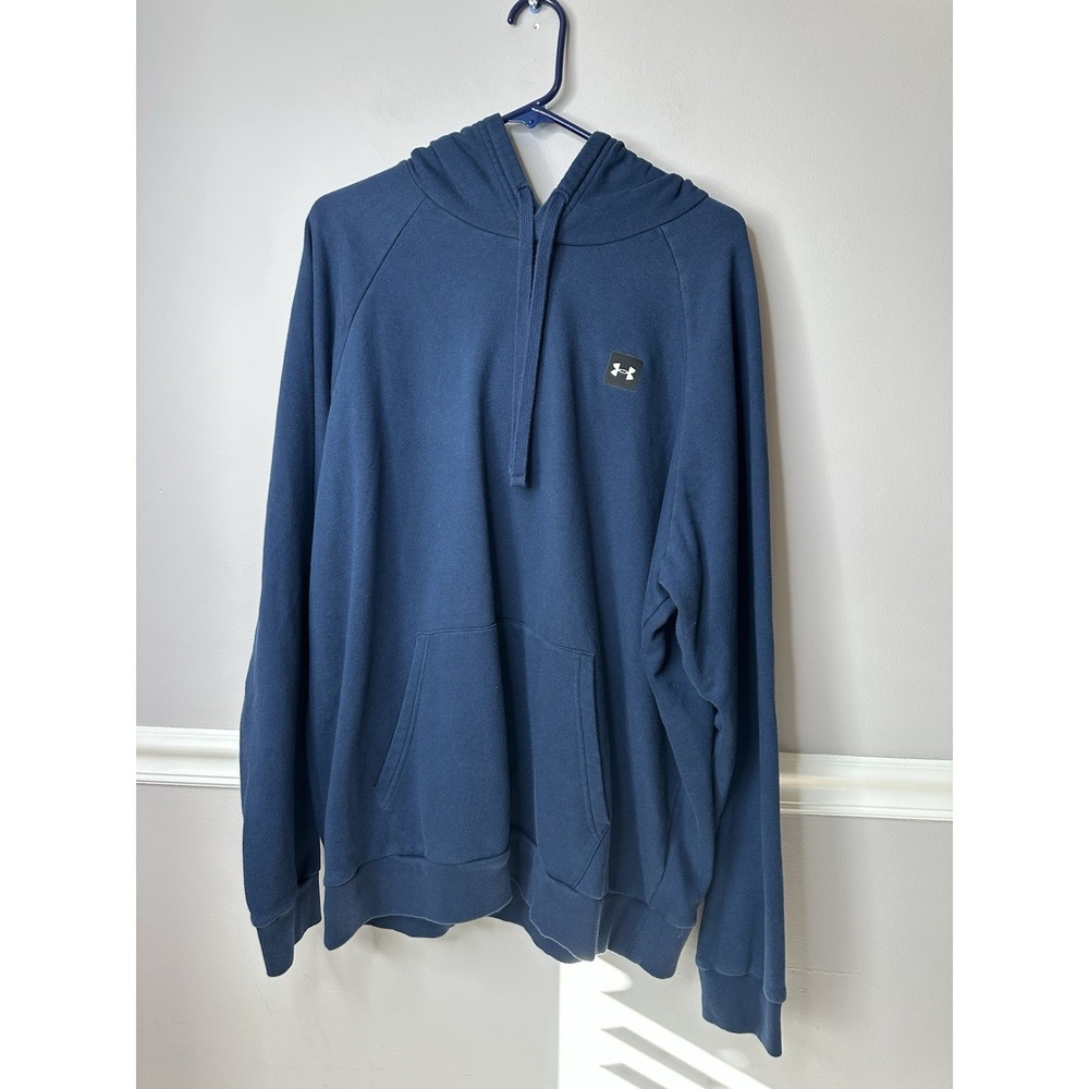 Under Armour Rival‎ Fleece Hoodie Men's XXL Navy Blue Lounge Gym Golf Hike EUC